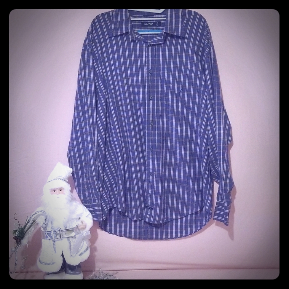 Nautica Men Long Sleeve Button Up Polo Casual